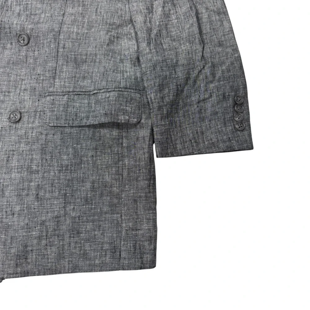 Joseph Abboud White 100% Linen Double Breasted Blazer Jacket Mens 40 Long Gray